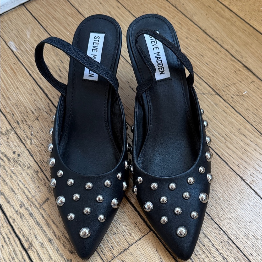 Steve Madden Black Silver Studded Heels